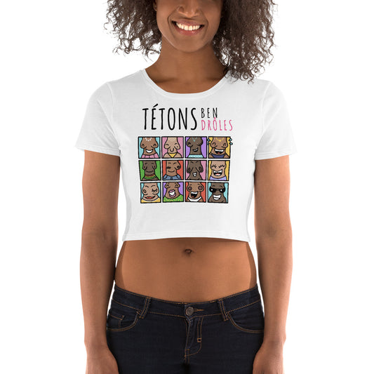 Crop-Top blanc pour Femme Tétons Ben Drôles